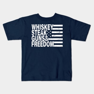 Whiskey Steak Guns and Freedom Kids T-Shirt